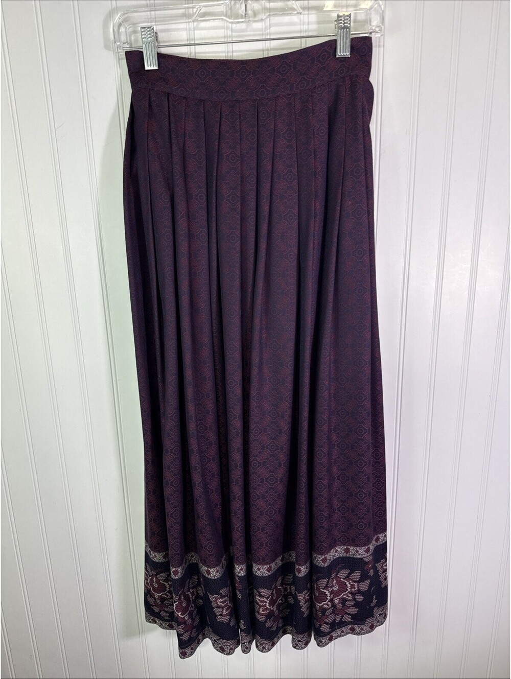Vintage Wool Blend Brocade Blue Purple Maxi Midi Skirt Dark Academia Jewel Tones
